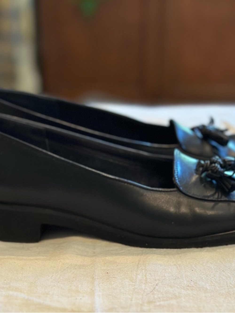 Salvatore Ferragamo Black Leather Tassel Loafers